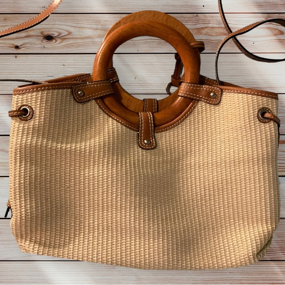 ** VINTAGE FOSSIL Rattan Satchel Bag - Picture 5 of 10